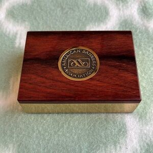 Solid brass and wood lid American Bankers Association Box